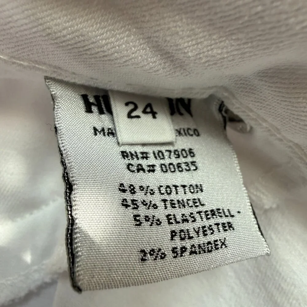 Hudson Bacara Low Rise Crop Straight Leg Cuffed Denim Jeans Women's 24 White NWT